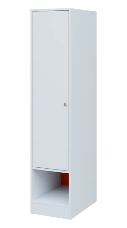 QN 5 - 4STN skříň šatní, 1-dveřová, levá, výsuvné ramínko, 1830x400x600, bílá/pomeranč